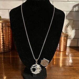 Stainless steel necklace with box chain. 22 inch chain. Quarter for size ref